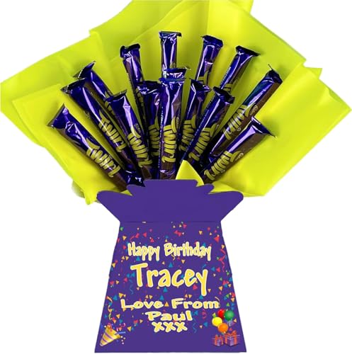 Personalised Chocolate Bouquet Hamper Gift Made With CADBURY TWIRL BARS For Any Occasion von Sweets n Stuff