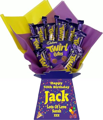 Personalised Chocolate Bouquet Hamper Gift Made With CADBURY TWIRL CHOCOLATES For Any Occasion von Sweets n Stuff