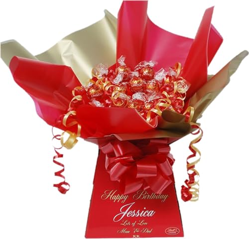 Personalised Chocolate Bouquet Hamper Gift Made With MILK CHOCOLATE LINDOR CHOCOLATES For Any Occasion von Sweets n Stuff