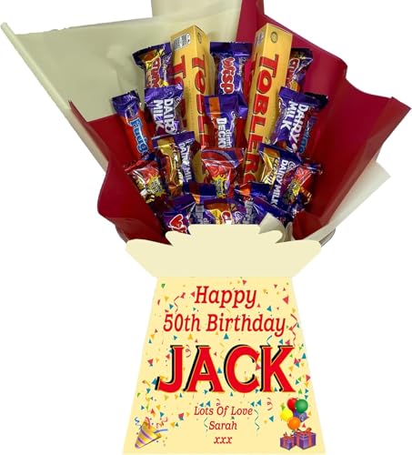 Personalised Chocolate Bouquet Hamper Gift Made With TOBLERONE AND HEROES CHOCOLATES For Any Occasion von Sweets n Stuff