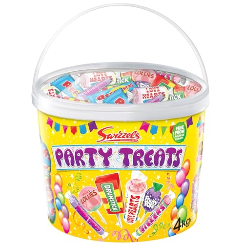 Swizzels Party Treats Extra große Süßigkeitenwanne, eine große Auswahl an leckeren und fruchtigen Süßigkeiten, Lutscher, perfekt für Partys, Großdose, 4 kg von Swizzels