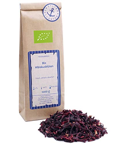 Bio Hibiskus 1kg ganze getrocknete Hibiskusblüten - Früchtetee - wird auch als Karade Malve Roselle Flor de Jamaica bezeichnet von Sylter Teekontor