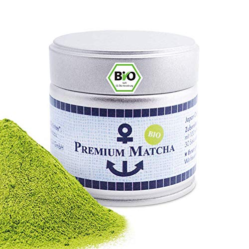 Premium Bio Matcha aus Japan, Ceremonial Grade, Pestizidfrei, Pulver extrafein in der 30 g Dose, mild intensive Grünteenote, geeignet für Latte, Smoothie, Zeremonielle Qualität von Sylter Teekontor