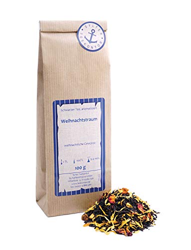 Schwarzer Tee lose Weihnachtstraum Ringelblumen, Apfel, Orangen, Mandeln, Rosenblüten, Zimt Schwarztee weihnachtliche Gewürze 100g von Sylter Teekontor