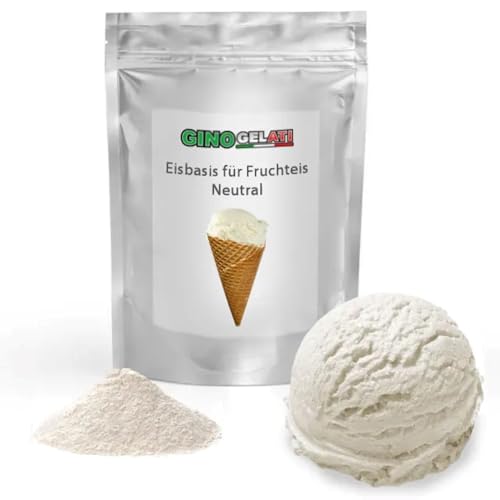 Gino Gelati Eisbasis für Fruchteis Eispulver Neutral Eis, Glutenfrei, Softeispulver zum einfachen selbermachen, Eisgrundlage für Fruchteissorten (1kg) von Syntrox Germany