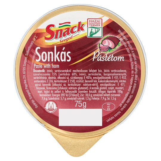 Snack Szeged sonkás pástétom 75g von Szegedi Paprika ZRt.