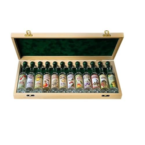 Szicsek Palinka | 12 Mini Palinka "Budapest" Selektion | Kunsthandwerklicher Obstbrand in hölzerner Geschenkbox | 100% natürlich, aus handverlesenen Früchten hergestellt | 12 x 40 ml von Szicsek