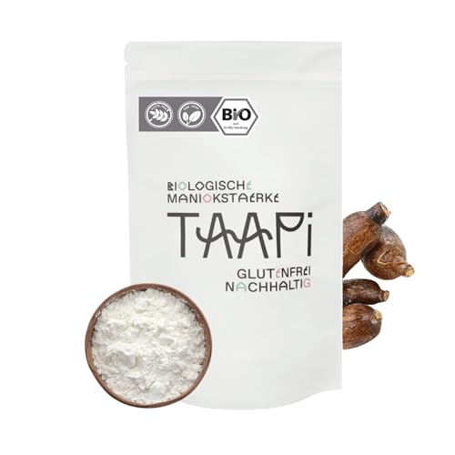 Tapiokastärke 500g | Bio | glutenfrei | vegan | 100% Stärke aus der Maniok | natürliches Verdickungs- & Bindemittel | ohne Gluten | resistente Speisestärke für Mochi Eis, Bubble Tea Perlen & Paleo von TAAPI