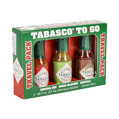 Tabasco To Go Travel Pack - 3 Bottles 3.7ml - Contains: Original Red Sauce, Green Jalapeño Sauce and Chipotle Sauce von TABASCO