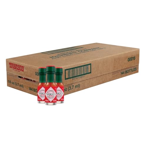 TABASCO® Exklusive Kollektion von 1/8 Unzen Miniflaschen, Authentischer und scharfer Geschmack, Ideal für unterwegs und in der Gastronomie, 144 Stück (Red) von TABASCO