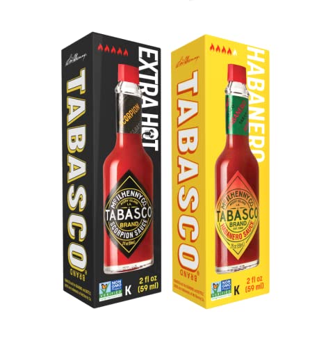 TABASCO® Scorpion Sauce + Habanero Sauce (2er Pack: 2 x 60 ml) Die zwei schärfsten Chili-Saucen unter den Tabasco Saucen! 10 Mal so scharf wie das Original Red von TABASCO
