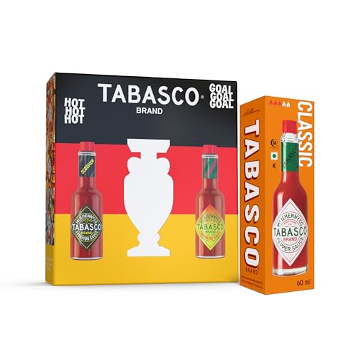 TABASCO Brand Europameisterschaften Geschenk-Set: 60ml Glasflaschen mit scharfe Chili-Sauce - Scorpion/Habanero/Original Red- 100% natürlich - Unterstützen Sie der Mannschaft (3 pack) von TABASCO