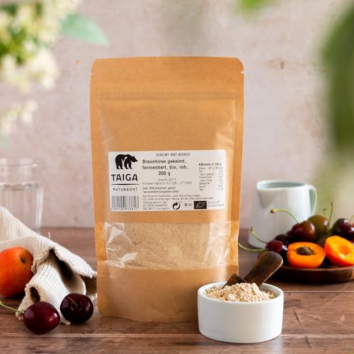 Gekeimtes & Fermentiertes Bio Braunhirsepulver – Urkorn Wildform, Roh – 200 g von TAIGA NATURKOST