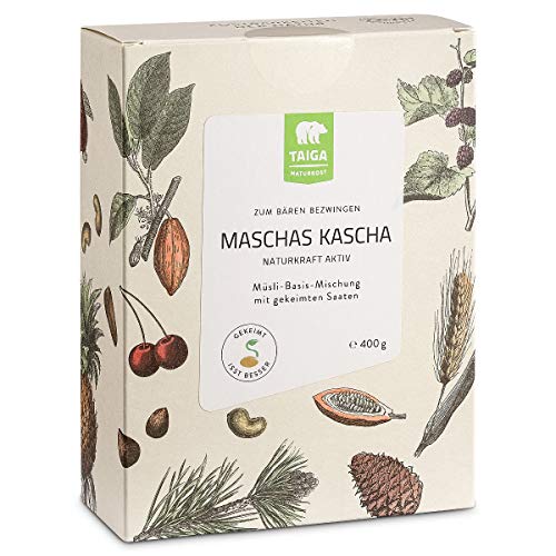 Taiga Naturkost - Maschas Kascha Basis-Müsli gekeimt - Bio - 400 g – Grundmischung fürs Frühstück - Haferflocken, Buchweizen, Dinkelflocken, Gerstenflocken, Leinsaat von TAIGA NATURKOST