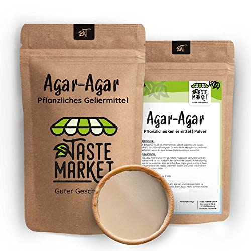 1 kg Agar Agar Pulver | pflanzliches Geliermittel | Vegan | Verdickungsmittel von TASTE MARKET Guter Geschmack