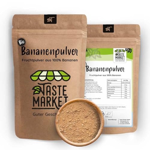 1 kg BIO Bananenpulver – Fruchtpulver – getrocknet und gemahlen – aus 100% Bananen – naturbelassen – ohne Zusätze – Taste Market von TASTE MARKET Guter Geschmack