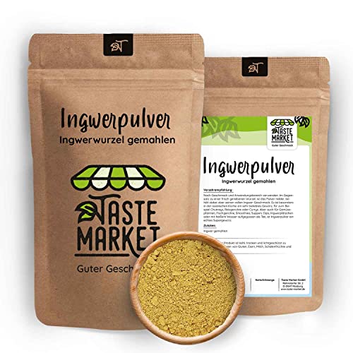 1 kg GRÖSSENAUSWAHL Ingwer Pulver | Ingwer gemahlen | Ingwertee | Ingwerwurzel gemahlen | Gewürz Spice | Ingwerwasser Ingwertinktur von TASTE MARKET Guter Geschmack