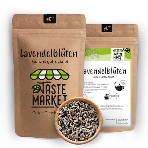 1 kg Lavendelblüten – ganz & getrocknet – duftintensiver Lavendel – ganze Blüten – 100% natürlich von TASTE MARKET Guter Geschmack