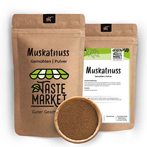 10 kg Muskatnuss gemahlen | Muskat Pulver | Ganze Muskatnüsse gemahlen | gerieben | aromatisches Gewürz 10.000 g von TASTE MARKET Guter Geschmack