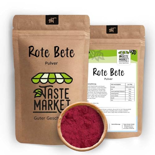 10 x 1 kg Rote Bete Pulver von Taste Market – Pulver aus echter Rote Bete zum Kochen, Backen & Einfärben von Lebensmitteln von TASTE MARKET Guter Geschmack