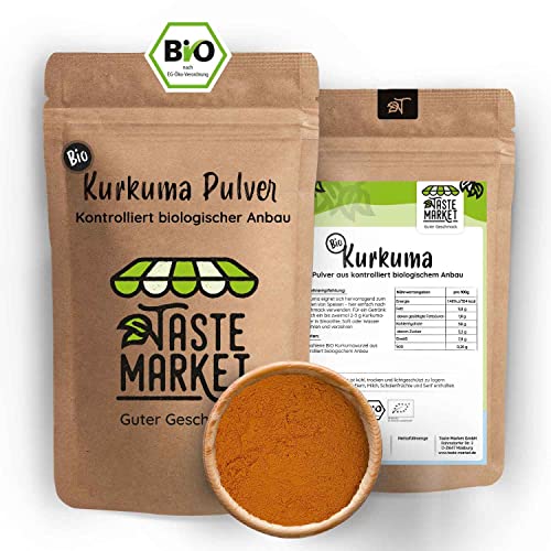 10 x 500 g BIO Kurkuma Pulver | gemahlen | Curcuma | Gewürz | Kurkuma Wurzel von TASTE MARKET Guter Geschmack