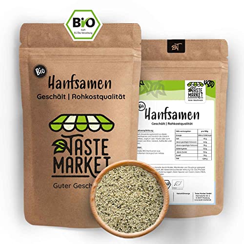 100 g BIO Hanfsamen | Geschält | Powersamen | Hanf | Superfood | Natürliche Eiweißquelle von TASTE MARKET Guter Geschmack