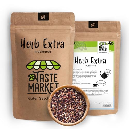 100 g Früchtetee GRÖSSENAUSWAHL – Herb-Extra-Tee – loser Früchtetee - Teemischung - fruchtig herb - Taste Market von TASTE MARKET Guter Geschmack