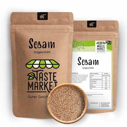 2 x 1 kg Sesam weiß ungeschält – Sesamsamen – natürlich – Sesam mit Schale – Taste Market von TASTE MARKET Guter Geschmack