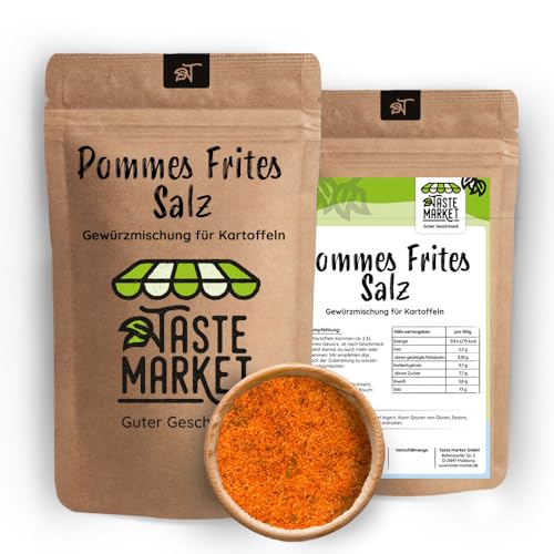 2 x 100 g Pommes Frites Salz | Pommes Gewürzsalz | Ideal für Kartoffeln | Pikantes Pommes Gewürz | Taste Market von TASTE MARKET Guter Geschmack