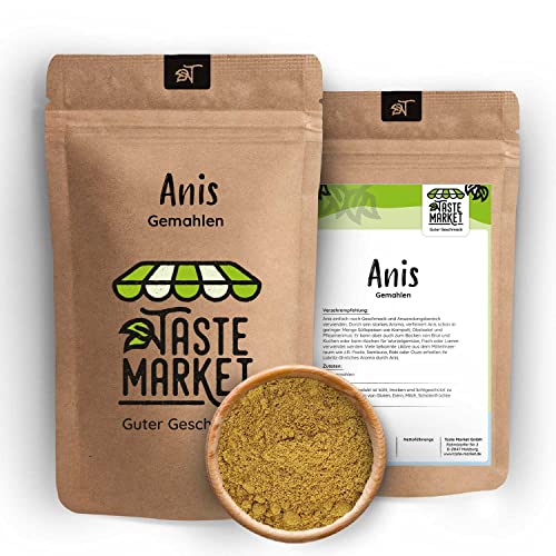 2 x 500 g Anis gemahlen | Brotgewürz | Anissamen gemahlen | Gewürz | Anis Pulver | Wurstgewürz | 1 kg von TASTE MARKET Guter Geschmack