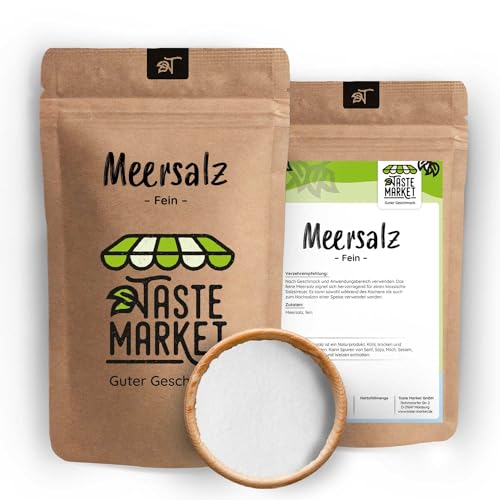 200 g Meersalz fein | griechisches Meersalz | für den Salzstreuer | 100% natürlich von TASTE MARKET Guter Geschmack