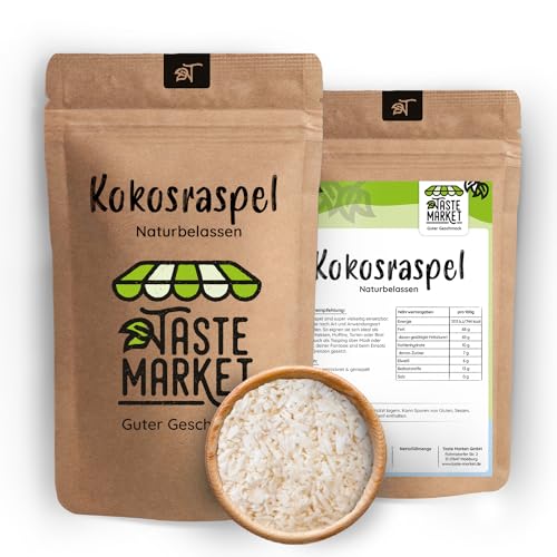 5 kg Kokosraspel | ungesüßt und naturbelassen | Ohne Zusätze | Kokosflocken | Ideal zum Backen & als Topping von TASTE MARKET Guter Geschmack