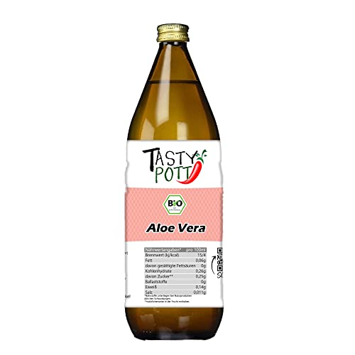 Tasty Pott Bio Aloe Vera Direktsaft I Aloverose I Naturtrüber Pflanzensaft I Vegane Ernährung I Vitaminreich I Fruchtsaft I In der Glasflasche 1000ml (3 Flaschen) von TASTY POTT