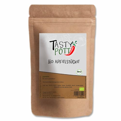 Tasty Pott Bio Apfelstücke | Backen & Kochen | Kuchen & Muffins | Nachfüllbeutel Nachfüllpackung | Apfel Stücke | getrocknet | Snack ohne Zusatzstoffe | natürliches Aroma 30g von TASTY POTT