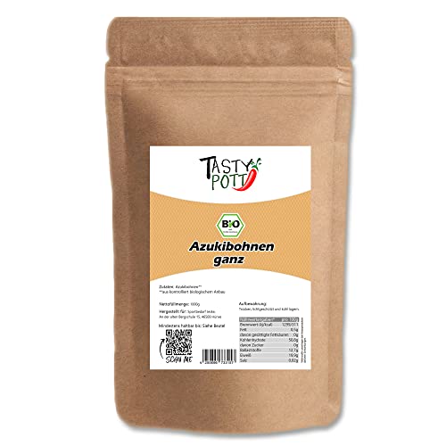 Tasty Pott Bio Azukibohnen I Ganze Bohnen I Rote Bohen I Pflanzliches Eiweiß I Bohneneintopf I Proteine I Ballaststoffe I Im Beutel 1000g (3x1000g) von TASTY POTT