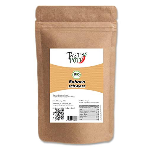 Tasty Pott Bio Bohnen schwarz I Getrocknet I Ganze Bohnen I Vegane Küche I Schwarze Bohnen I Für Bohnensalat und mehr I Im Beutel 1000g (2x1000g) von TASTY POTT