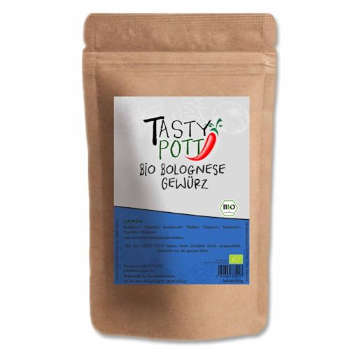 Tasty Pott Bio Bolognese Gewürz 1000g Gramm | Kochen & Würzen | Spaghetti Nudeln Bolo Lasagne | Nudelgerichte | verfeinern Geschmack | Bioprodukt Bioqualität | Nachfüllbeutel Nachfüllpackung von TASTY POTT