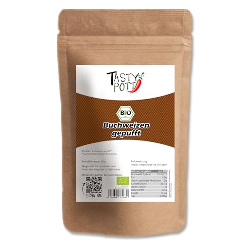 Tasty Pott Bio Buchweizen gepufft I Vegane Ernährung I gepuffte Cerealien I Müslibowl I Muffins Kuchen Backen I Müsli I Weizen I Im Beutel 350g (2x350g) von TASTY POTT