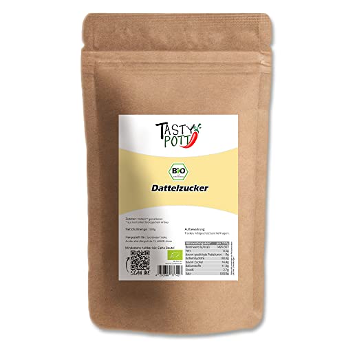 Tasty Pott Bio Dattelzucker I Brauner Zucker I Vegane Ernährung I Zum Backen und Süßen I Datteln I Dattelsüße I Brown Suggar (2x1000g) von TASTY POTT