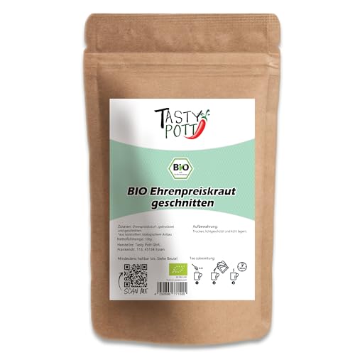 Tasty Pott Bio Ehrenpreiskraut, geschnitten I Getrocknete Kräuter I Teekraut I Ehrenpreis I Preiskraut I Vegan I Tee I Lose im Beutel 1000g von TASTY POTT