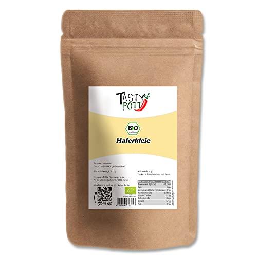 Tasty Pott Bio Haferkleie I Vegane Ernährung I Für Müsli I Zum Brot Backen I Porridge I Haferkörner I Haferbrei I Kleie I Im Beutel 1000g von TASTY POTT