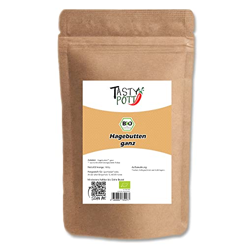 Tasty Pott Bio Hagebutten ganz - getrocknet I Getrocknete Früchte I Tee kochen I Vegane Ernährung I Vitaminreich I Heckenrose I Hagebutte I Im Beutel 1000g von TASTY POTT