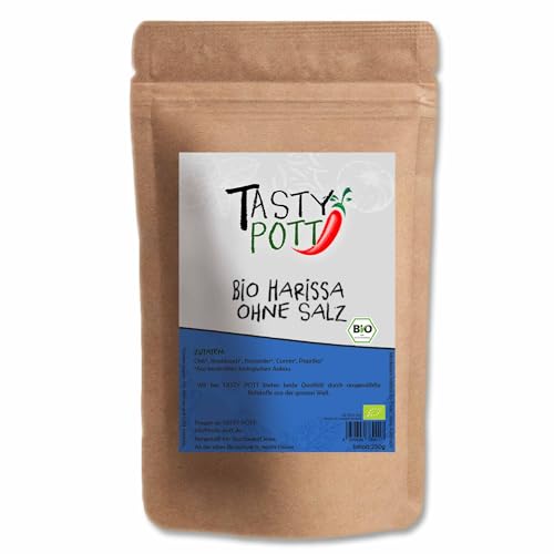 Tasty Pott Bio Harissa ohne Salz 1000 Gramm | Würzen & Marinieren | Kochen & Braten | Fleisch Marinade Soße Dips Eintöpfe Suppen | Vorteilspackung Vorratsbeutel von TASTY POTT