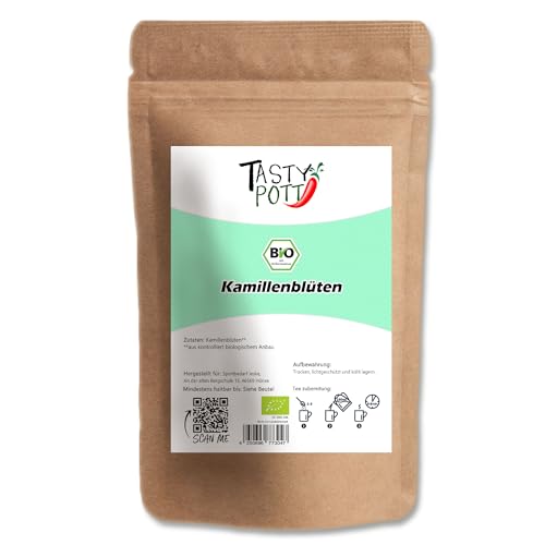 Tasty Pott Bio Kamillenblüten, getrocknet, ganz I Kamillentee I Blütentee I Kräutertee I Kamille I Schmackhafter Tee I Vegane Küche I Lose Im Beutel (2x250g) von TASTY POTT