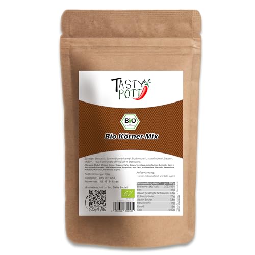 Tasty Pott Bio Körner-Mix | Mit Leinsamen Sonnenblumenkernen Buchweizen Haferflocken Sesam und Mohn | Im Beutel 1000g von TASTY POTT