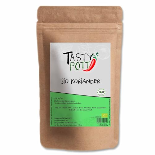 Tasty Pott Bio Koriander ganz 30 Gramm | Koriander Samen | Kochen & Würzen | Einlegen & marinieren | Bioqualität hochwertig Geschmack | Vorteilspackung Vorratsbeutel von TASTY POTT