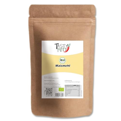 Tasty Pott Bio Maismehl I Maiskörner gemahlen I Vegane Küche I Zum Backen I Brot Brötchen Wraps I Maispulver I Vegan I Mais I Im Beutel 1000g (2x1000g) von TASTY POTT