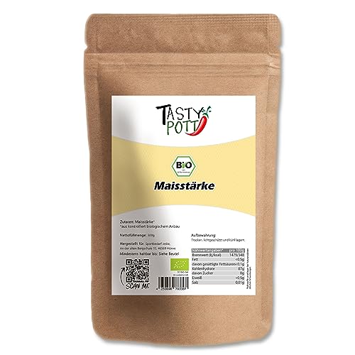 Tasty Pott Bio Maisstärke | Natürliches Verdickungsmittel | Kochen und Backen | Glutenfrei Mehlersatz | Vielseitige Küchenhilfe | Suppen Saucen und Desserts (1000g) von TASTY POTT