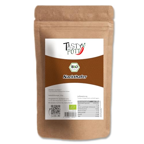 Tasty Pott Bio Nackthafer - Spelzfrei I Vegane Ernährung I Haferkörner I Für Müslibowls I Zum Brot backen I Bio Saat I Ganzer Hafer I Im Beutel 1000g (3x1000g) von TASTY POTT