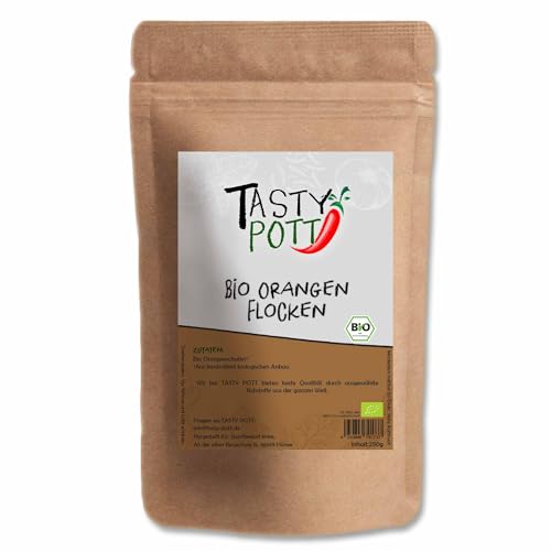 Tasty Pott Bio Orangenflocken 1000g Beutel | Backen & Kochen | Orange Flocken | Qualität hochwertig authentisch | Kuchen Muffins Müsli | Vorteilspackung Vorratsbeutel von TASTY POTT